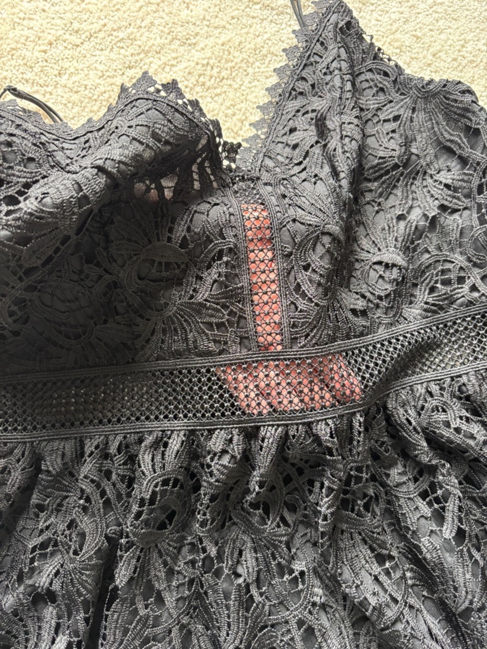Express Black Lace Mini Dress with Spaghetti Straps - Picture 5 of 11